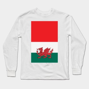 Wales Rugby Tricolour Flag Design Long Sleeve T-Shirt